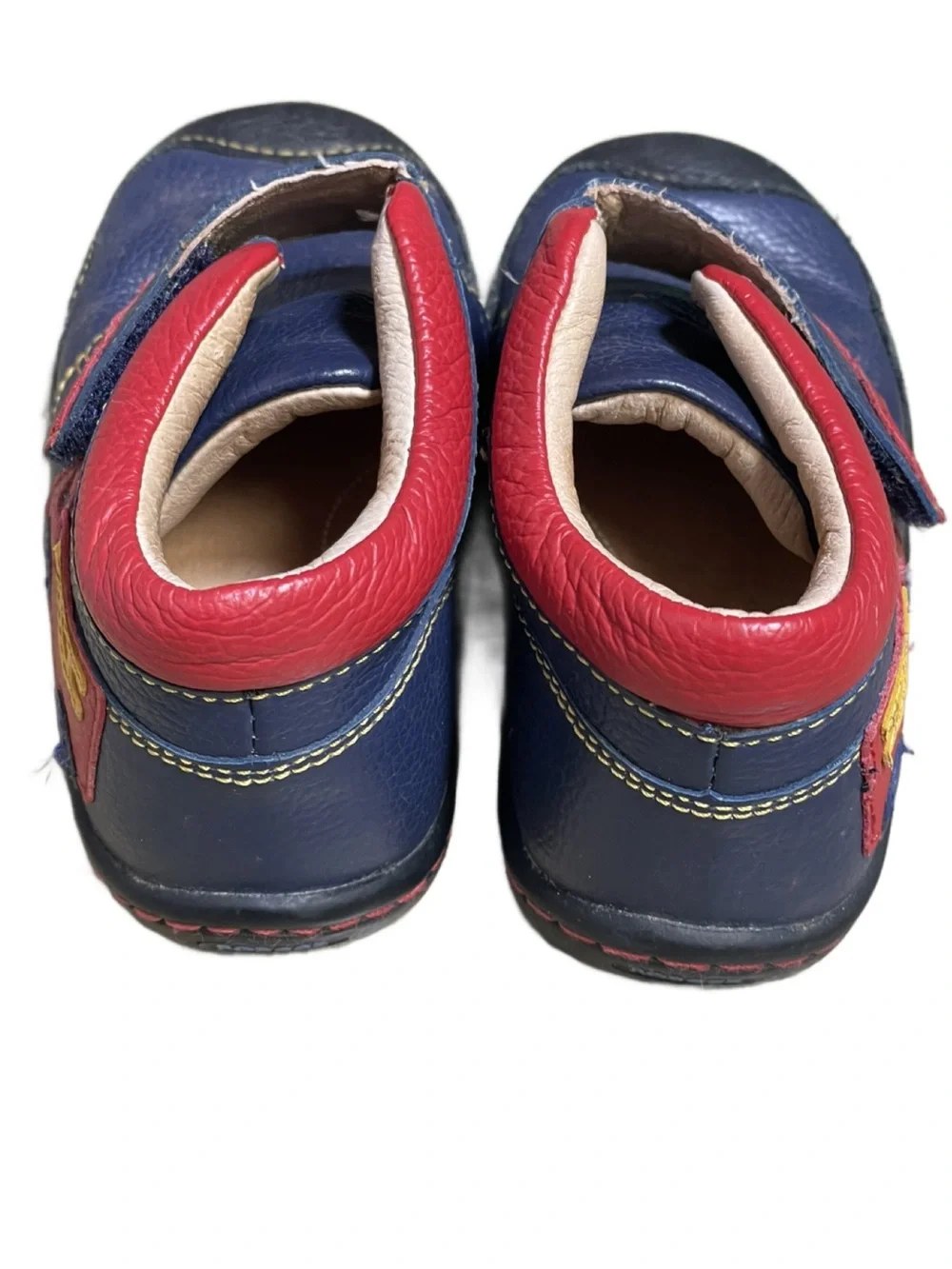 Kids Navy and Red Leather Slip-On Shoes
